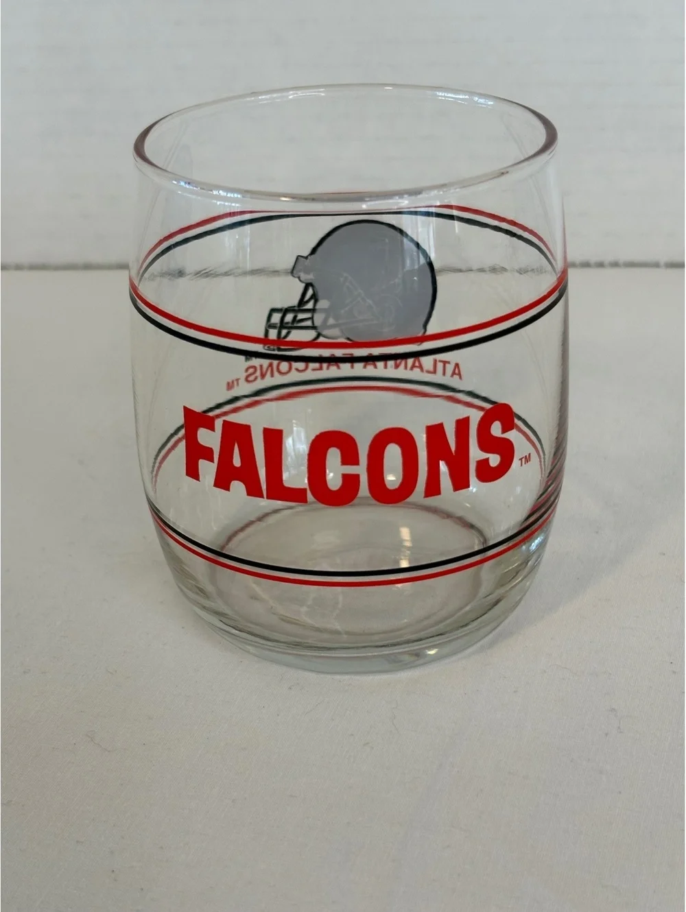 Vintage 1980s Atlanta Falcons NFL Rocks Glass – 12oz Tumbler Retro Helmet Logo